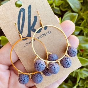 Handmade Lava Stone Earrings. Purple